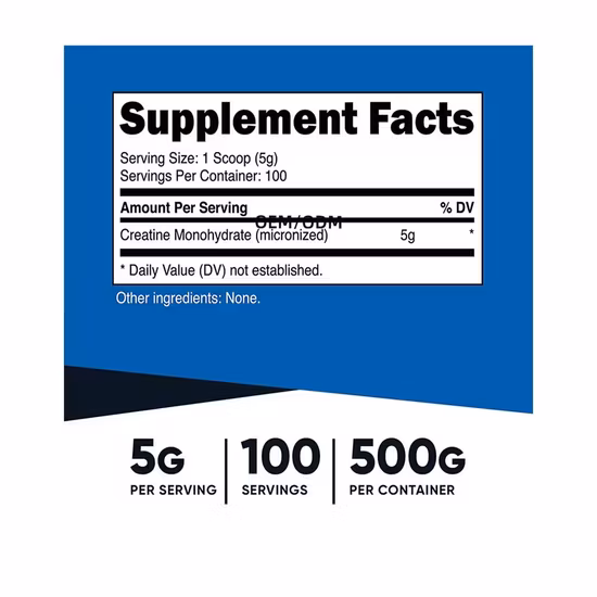 Food Grade High Quality 200 Mesh Pure Creatine Monohydrate Powder with Private Label Creatine Monohydrate
